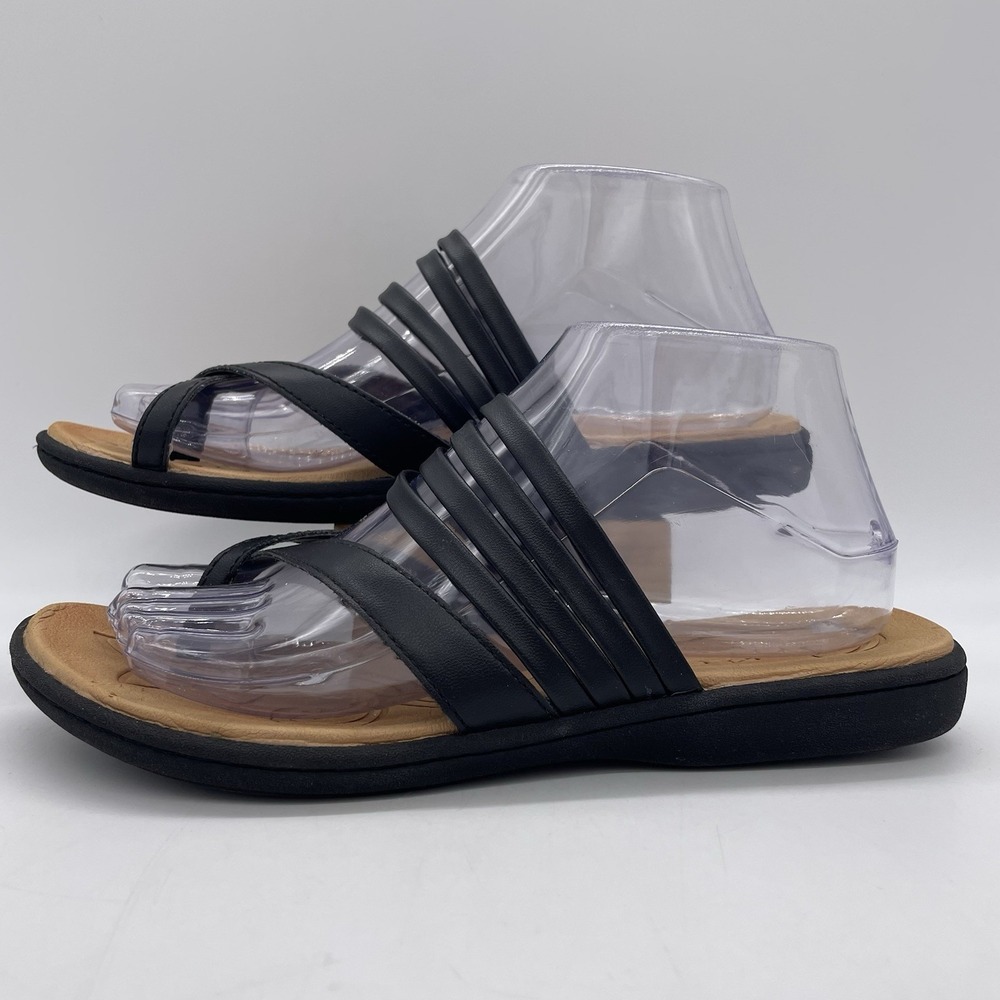 Børn B.O.C Womens 8 Alisha Sandals Black Lightweight Strappy Slide Boho Coastal